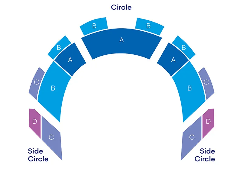 Map of seating sections in the Brighton Dome Concert Hall Circle.